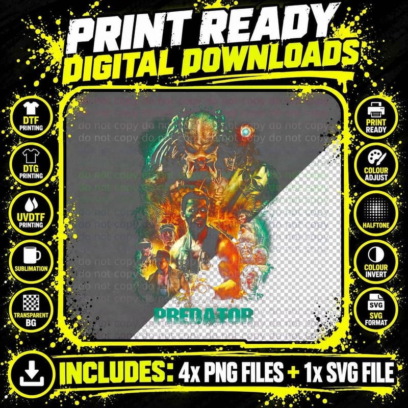 Predator 2026, Alien vs Predator, Sci-Fi Horror Print Png SVG Digital Bundle