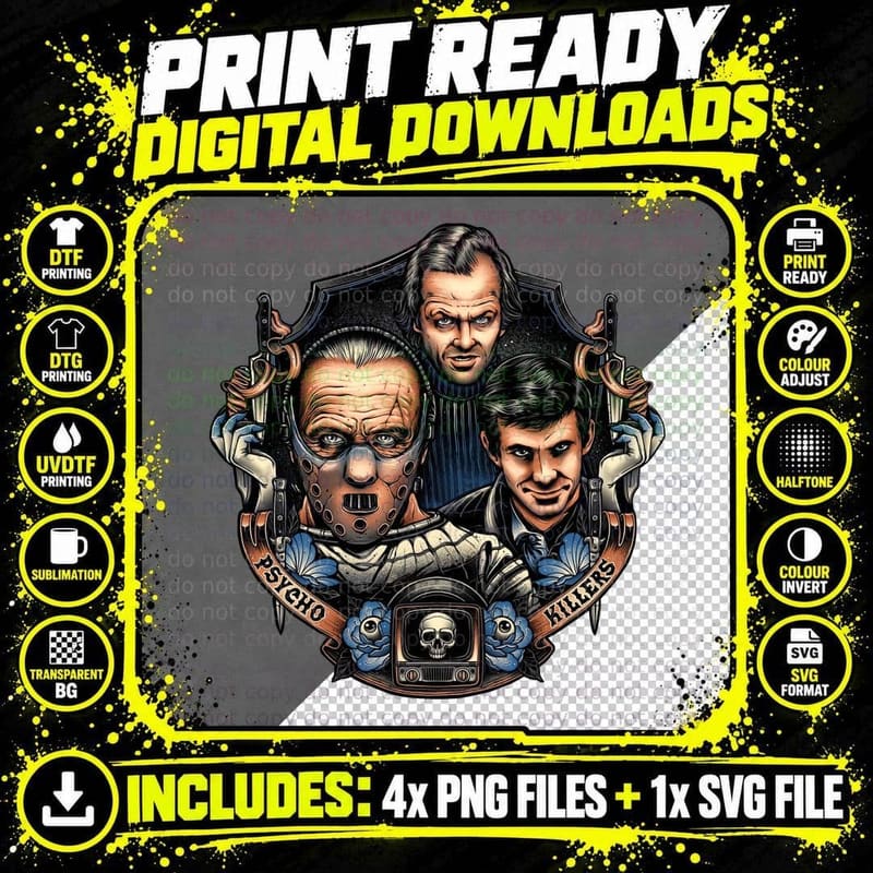 Psycho Killers, Horror, Psycho, the Shining Png SVG Digital Bundle