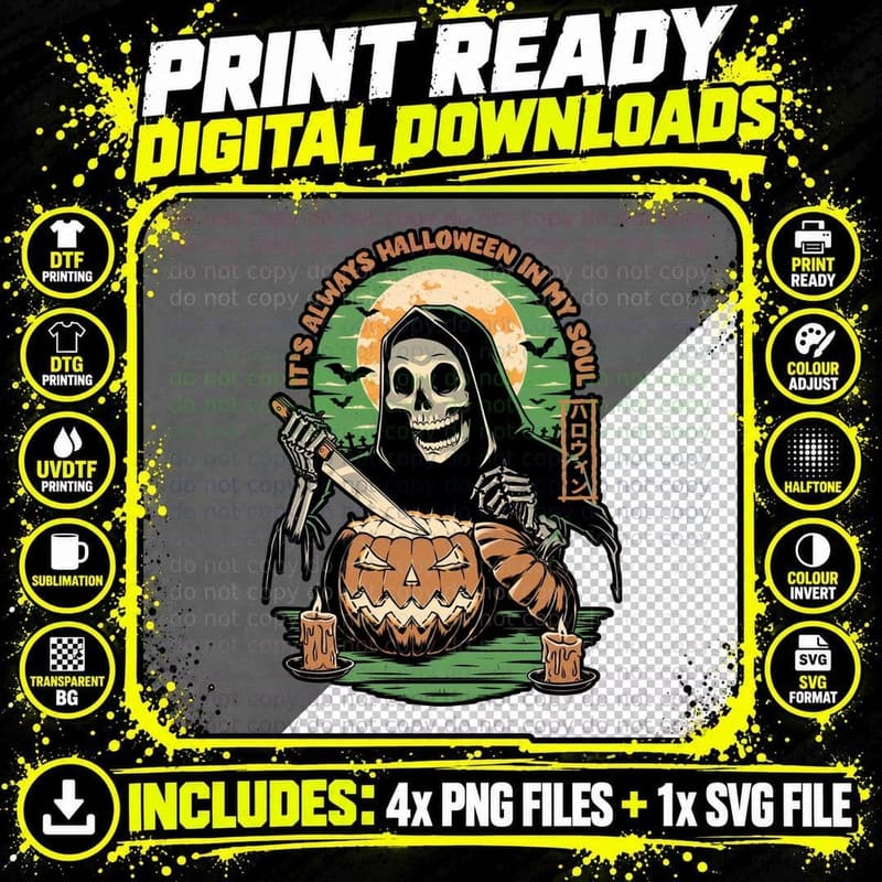 Pumpkin Skeleton T-Shirt, Halloween Tee Png SVG Digital Bundle