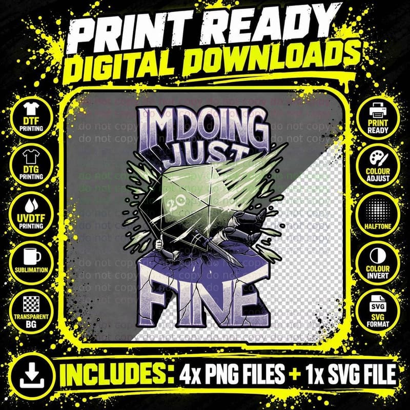RPG - I'm Doing Just Fine T-Shirt, Retro 80s Horror Tee Png SVG Digital Bundle