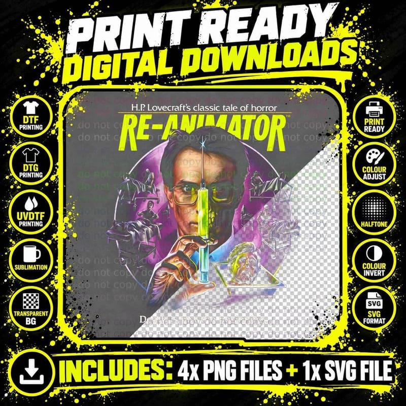 Re-Animator T-Shirt, Retro Horror Classic Png SVG Digital Bundle