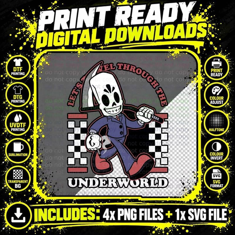 Reaper Mascot Travel T-Shirt, Gothic Skull Tee Png SVG Digital Bundle