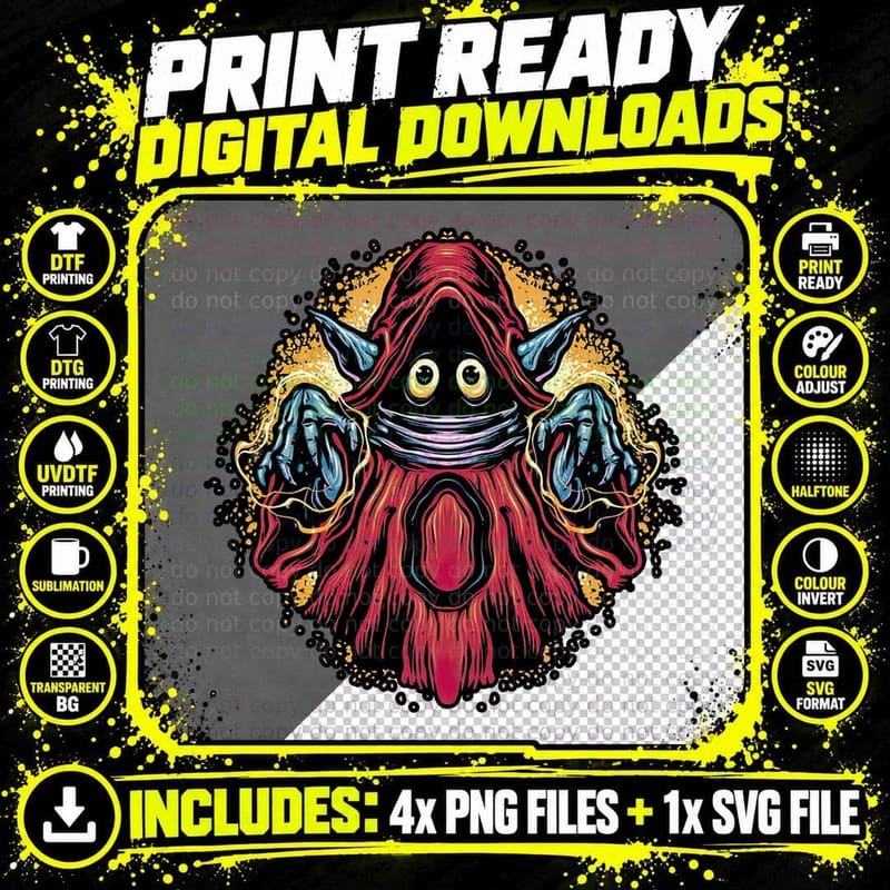 Red Demon T-Shirt, Retro Horror Tee, Gift for Horror Fans Png SVG Digital Bundle