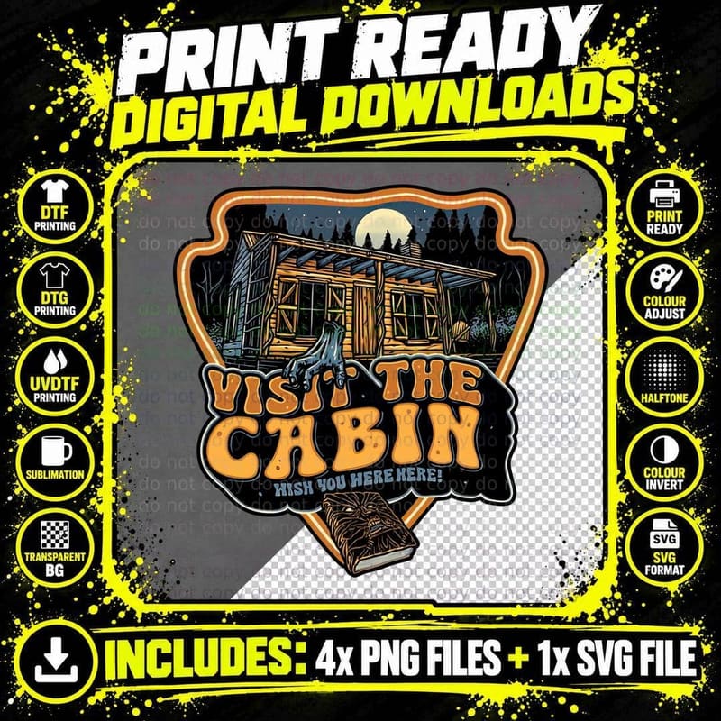 Retro 80s Horror Cabin T-Shirt, Vintage Gothic Tee Png SVG Digital Bundle