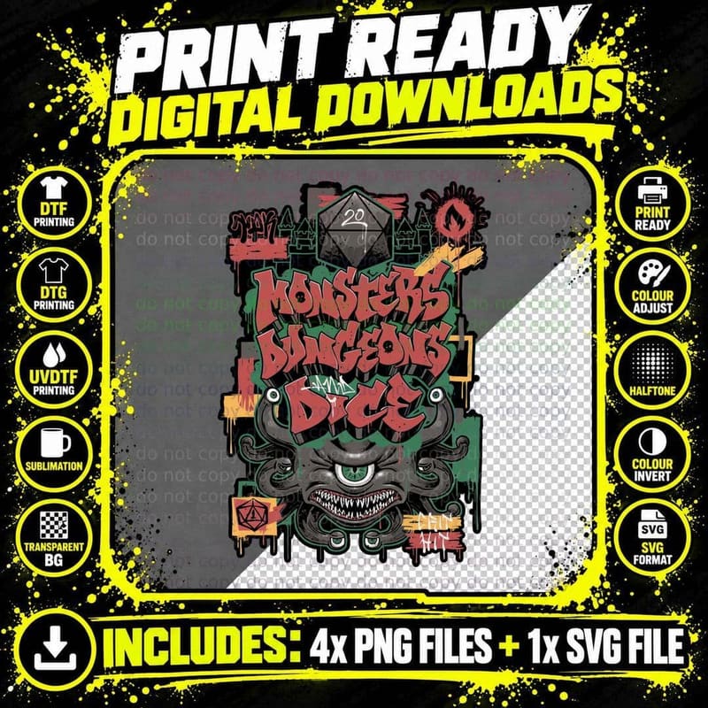 Retro 80s Horror T-Shirt, Graffiti Art Tee Png SVG Digital Bundle