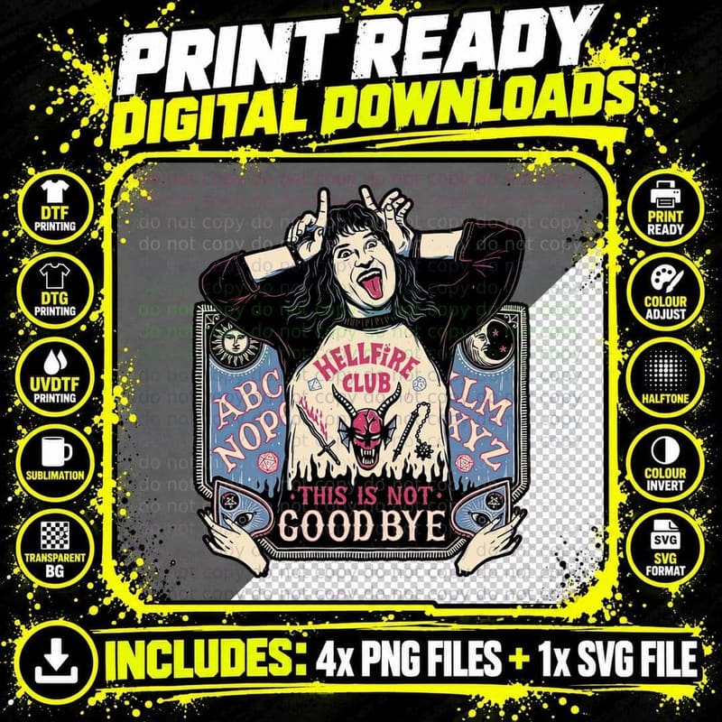 Retro 80s Horror T-Shirt, Ouija Board Tee Png SVG Digital Bundle