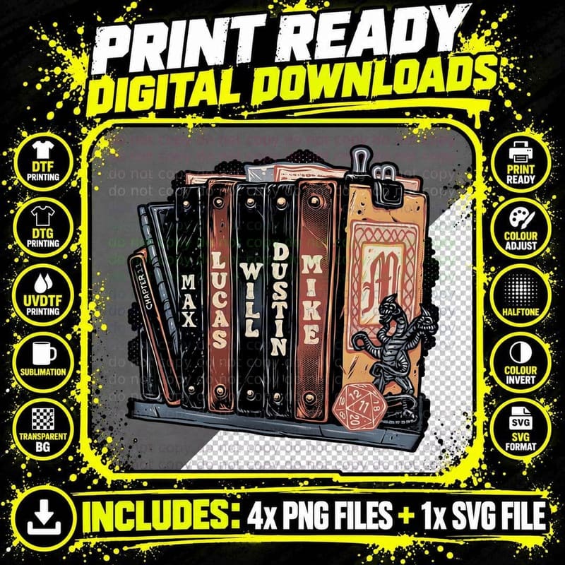Retro Horror Bookshelf T-Shirt, Gothic Horror Aesthetic Png SVG Digital Bundle
