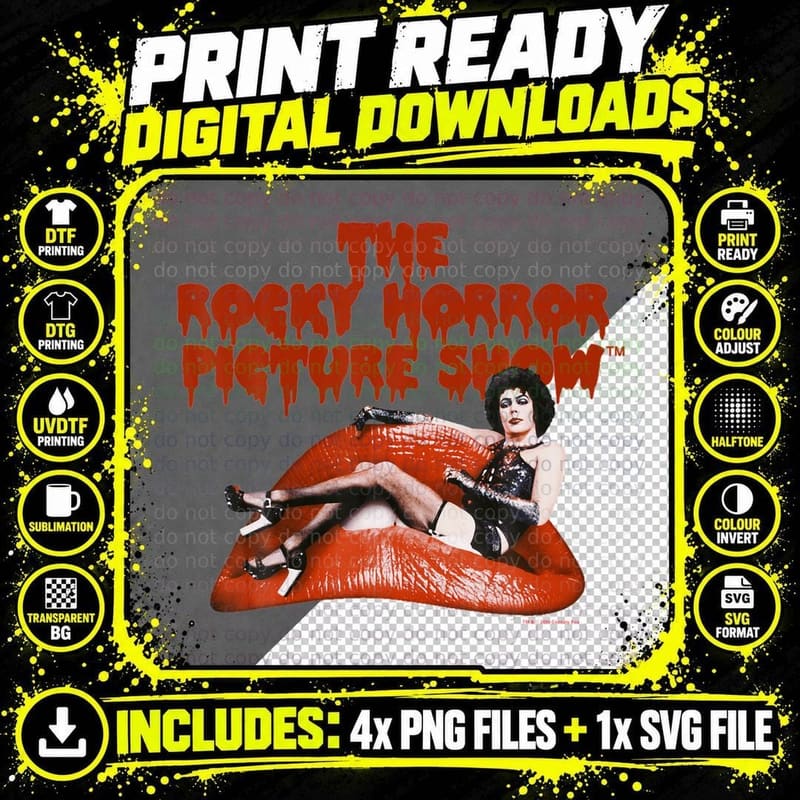 Rocky Horror Picture Show Tee, Dr Frank N Furter Logo Png SVG Digital Bundle