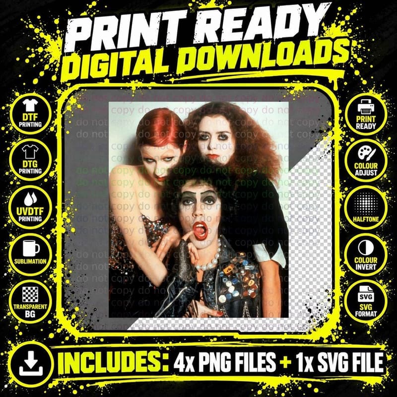 Rocky Horror Picture Show Tee, Frank N Furter Cast Photo Png SVG Digital Bundle