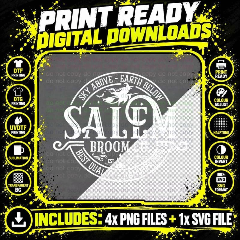 Salem Broom Company Est 1692 Halloween Classic Funny Png SVG Digital Bundle