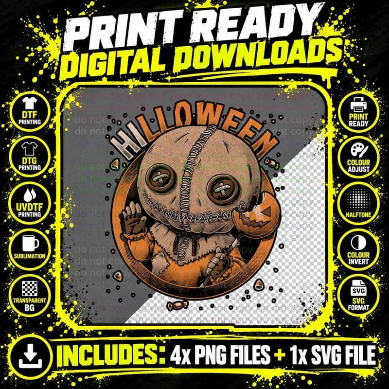 Samhain Halloween Voodoo Doll T-Shirt, Gothic Horror Tee Png SVG Digital Bundle