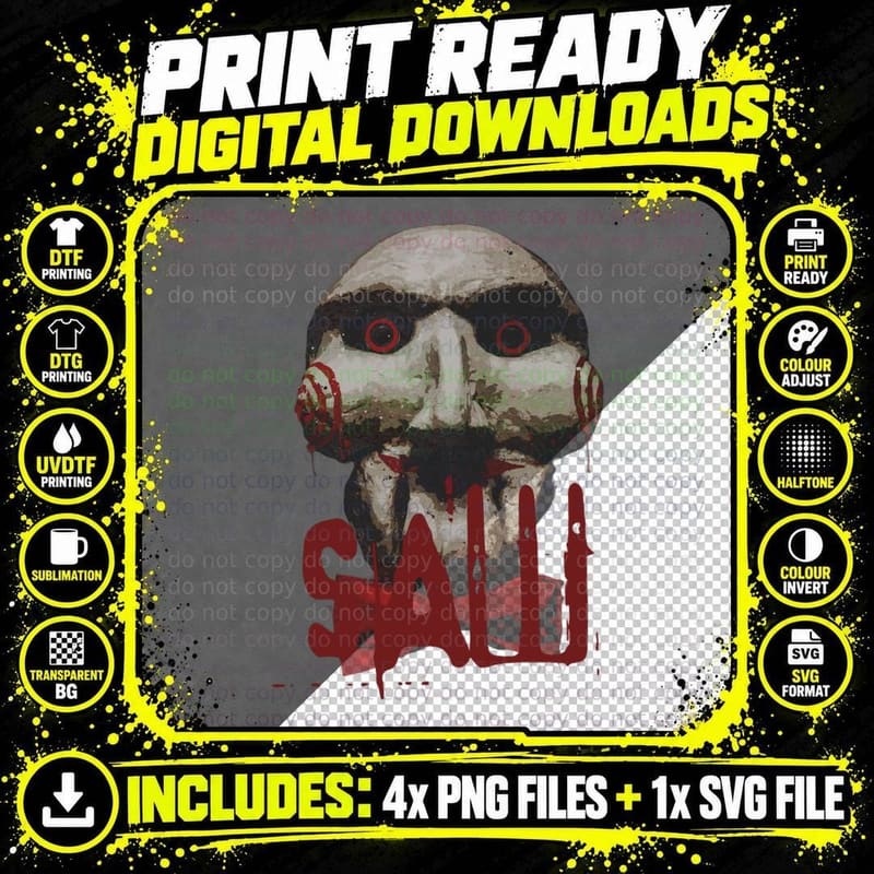 Saw Movie Poster T-Shirt, Horror Thriller Theme Png SVG Digital Bundle