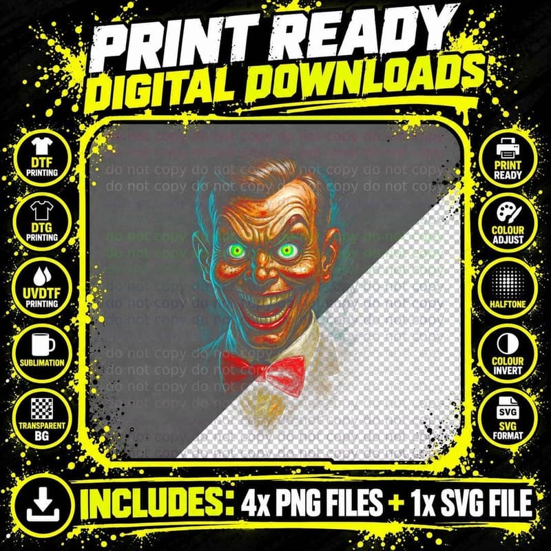 Scary Clown T-Shirt, Horror Apparel, Halloween Costume Png SVG Digital Bundle