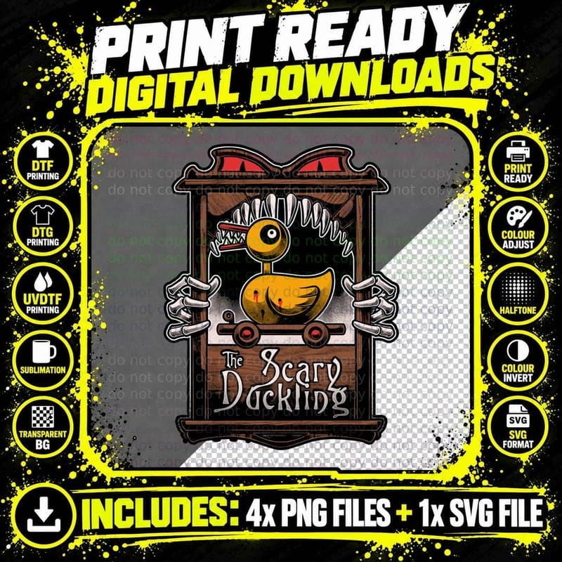 Scary Duckling T-Shirt, Halloween Tee Png SVG Digital Bundle