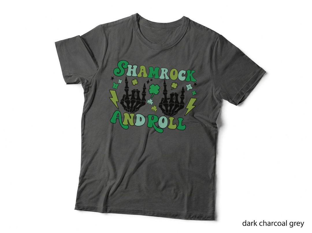 Shamrock and Roll T-Shirt, Skeleton Hands St Patrick's Day, Lucky Clover