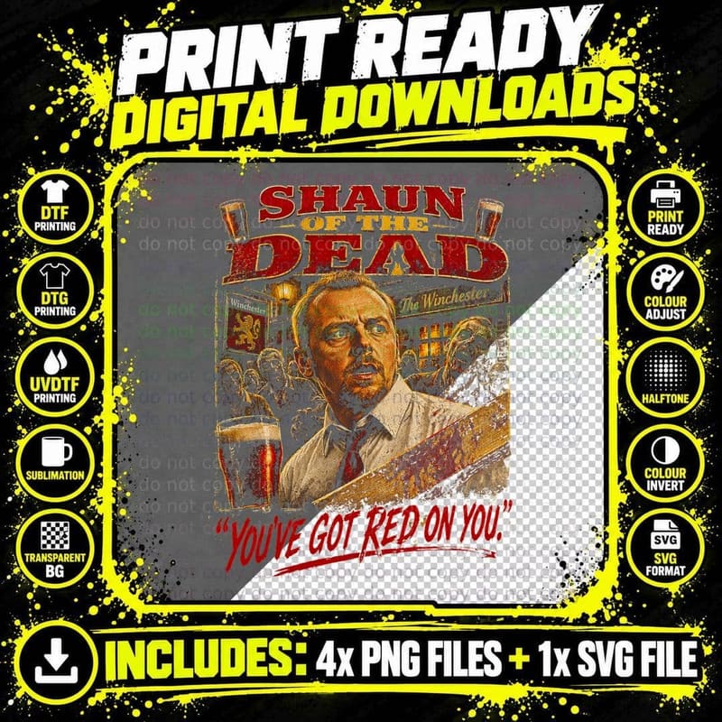 Shaun of the Dead Retro Pub Badge Vintage Horror Png SVG Digital Bundle