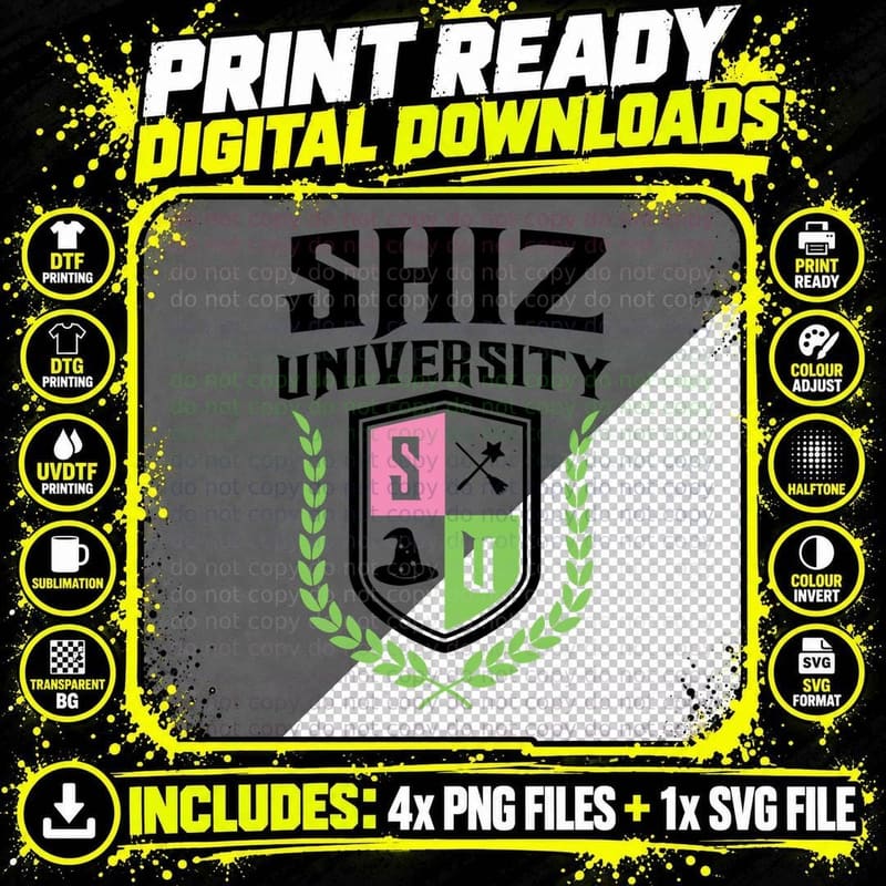 Shiz University Crest Tee, Witch Hat Broom Wand Png SVG Digital Bundle