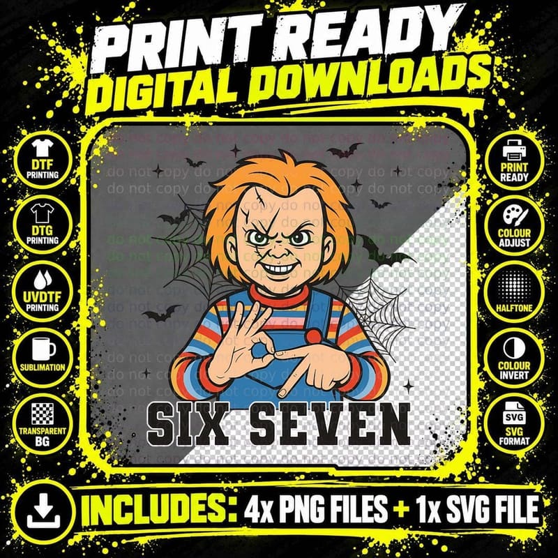 Six Seven Funny Top, Scary Halloween Tee, 6 7 Joke Png SVG Digital Bundle