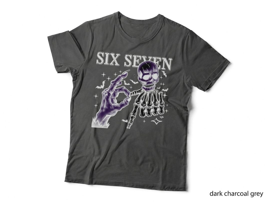 Six Seven Tee, Kids 67 Funny Meme, Skeleton, Cool Number 67