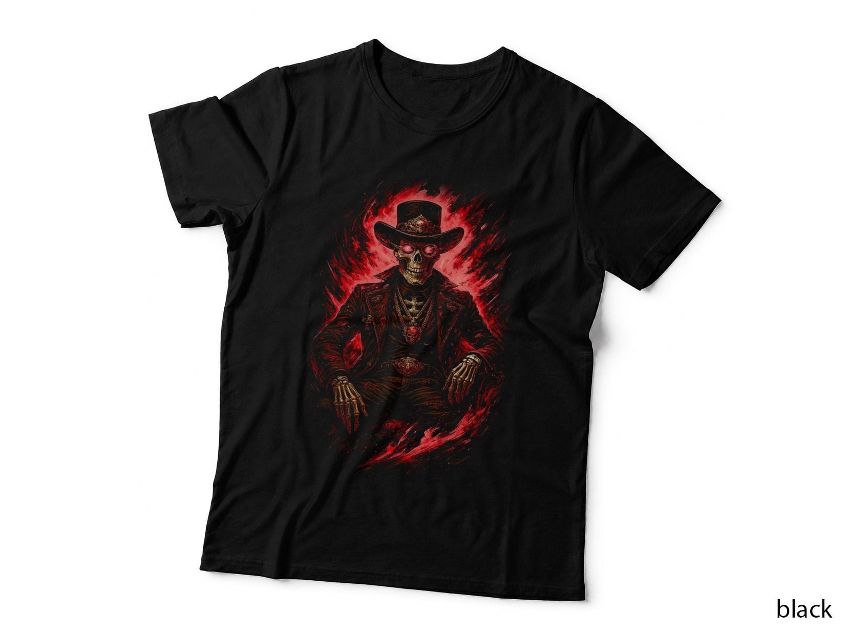 Skeleton Em Flames T-Shirt, Halloween Costume, Dark Art Print