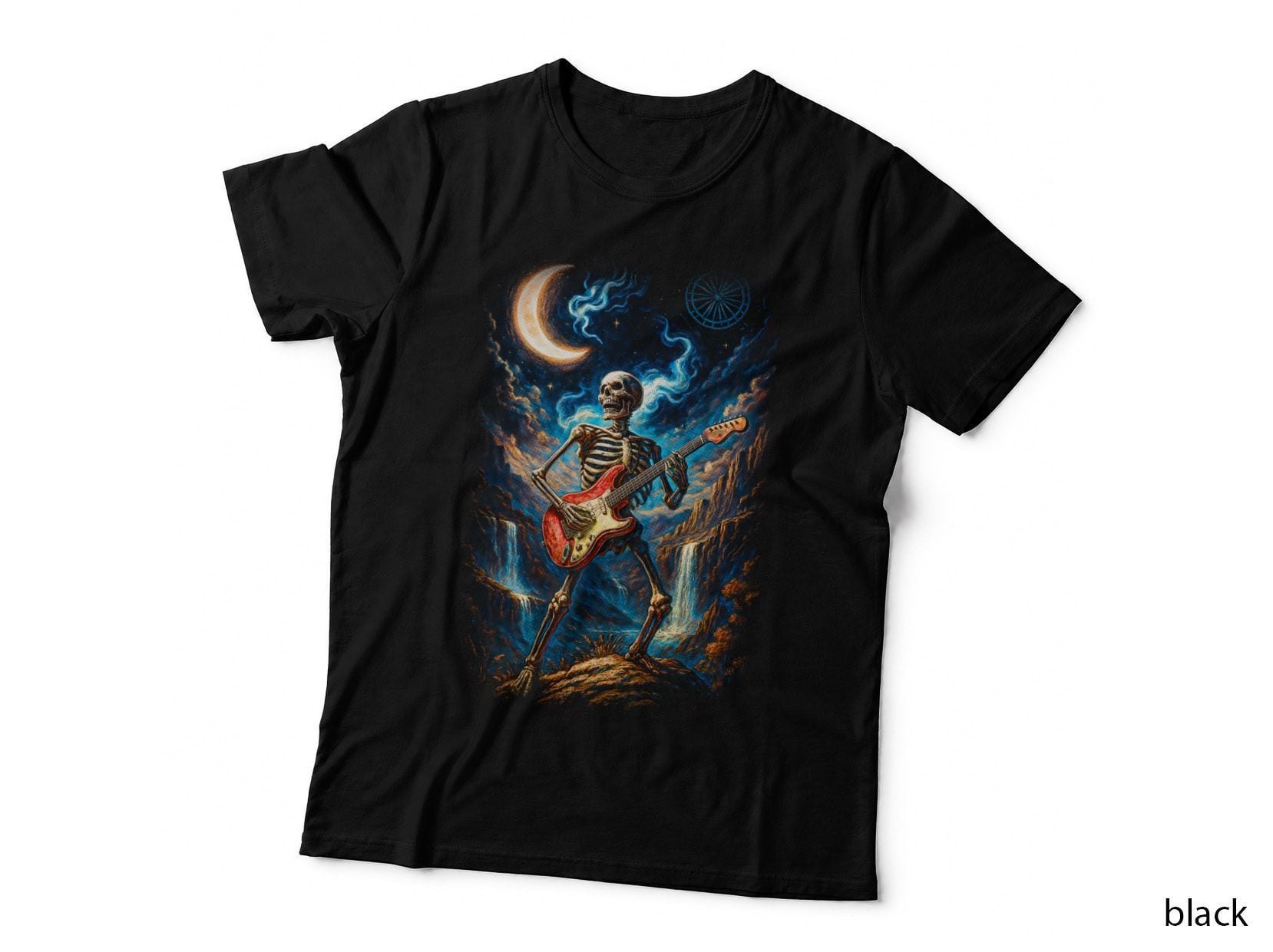 Skeleton Rocker Psychedelic T-Shirt, Skeleton Rocker Print, Gothic Apparel