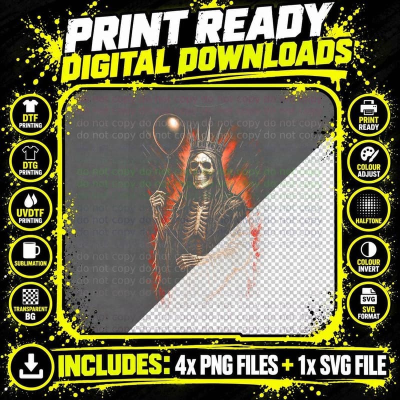 Skeleton Virgin Mary T-Shirt, Gothic Art Print Png SVG Digital Bundle