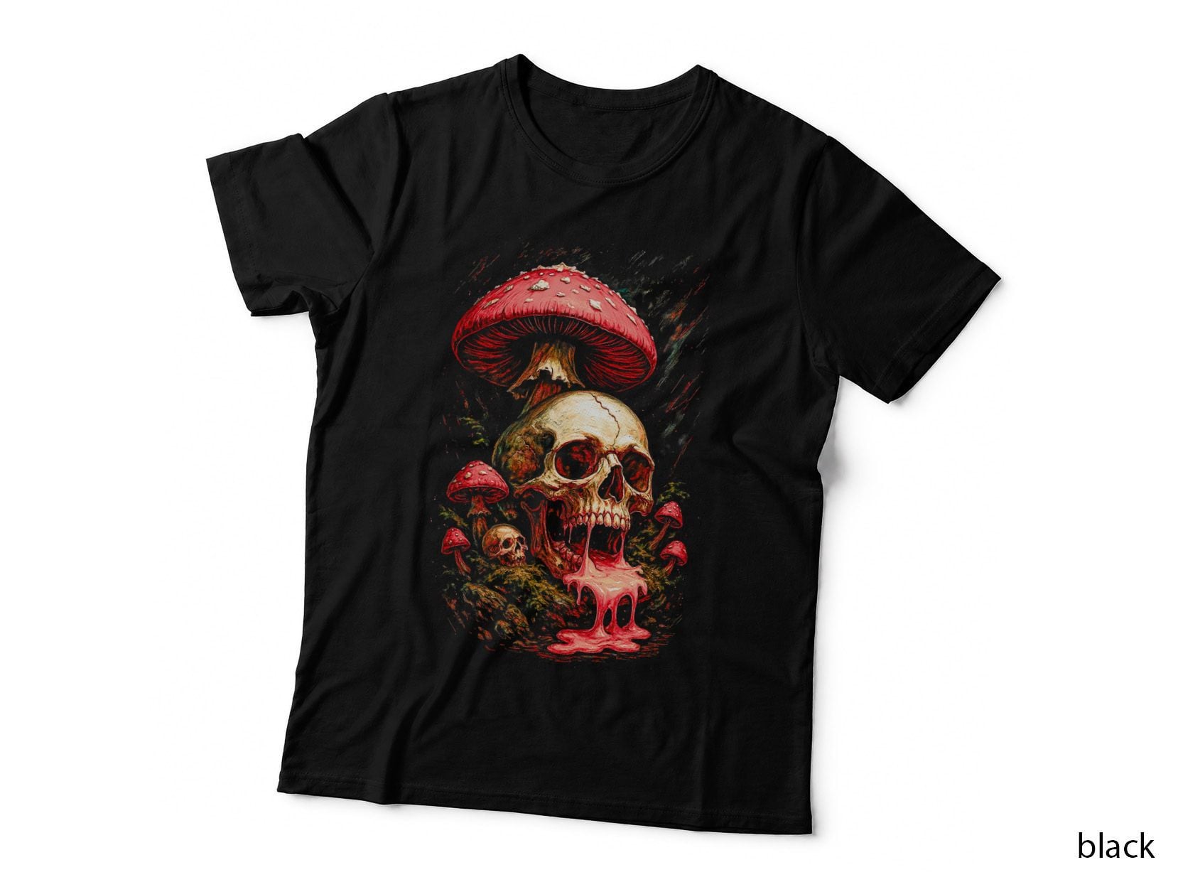 Skull & Mushroom T-Shirt, Halloween Costume, Dark Art Print
