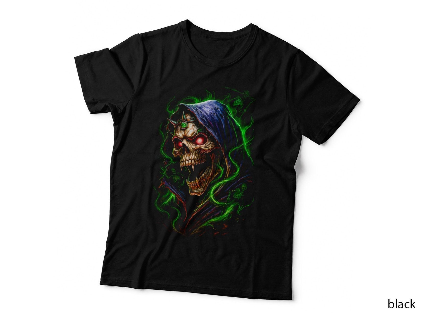Skull Mística Brilhante T-Shirt, Dark Art Print, Halloween Costume