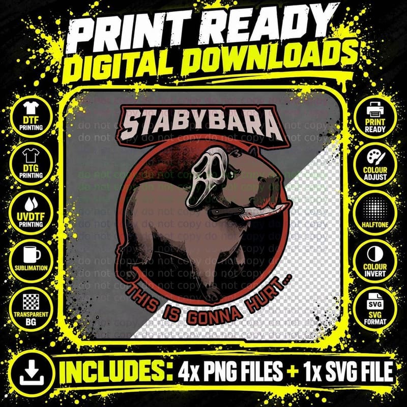 Slasher Capybara T-Shirt, Horror Movie Fun Tee Png SVG Digital Bundle