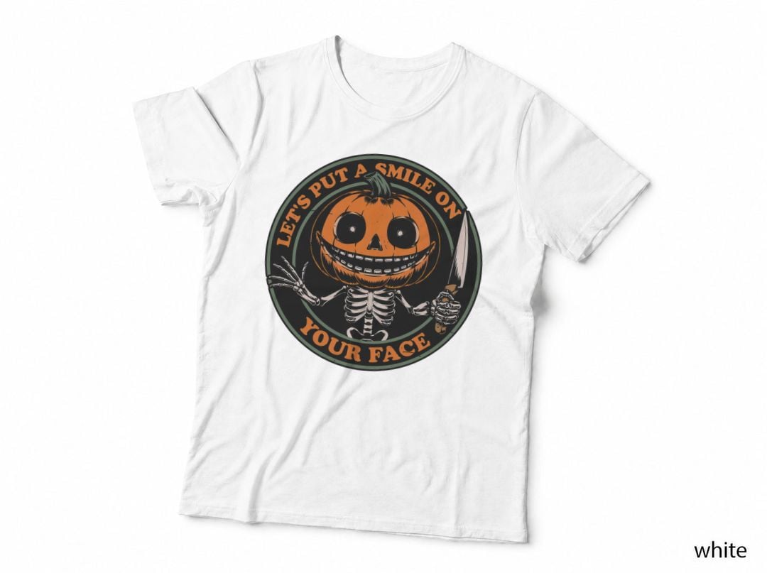 Smiling Creepy Pumpkin T-Shirt, Spooky Halloween Tee, Gift for Halloween Lovers