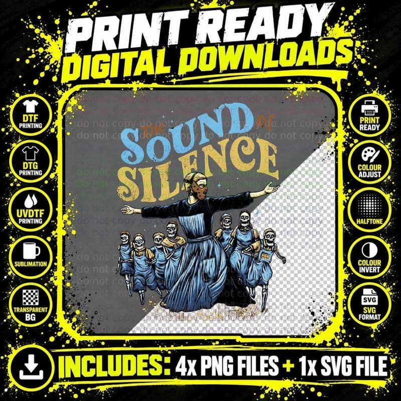 Sound of Silence Parody T-Shirt, Halloween Horror Mashup Png SVG Digital Bundle
