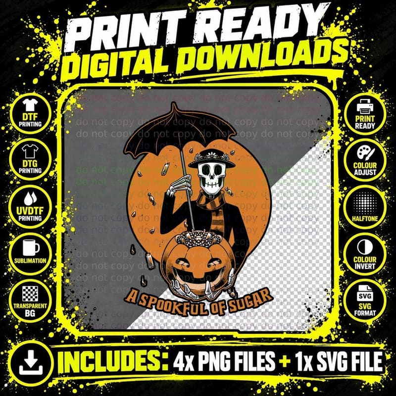 Spook Full of Sugar T-Shirt, Halloween Tee Png SVG Digital Bundle