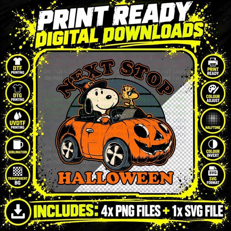 Spooky Beagle Car T-Shirt, Halloween Tee Png SVG Digital Bundle
