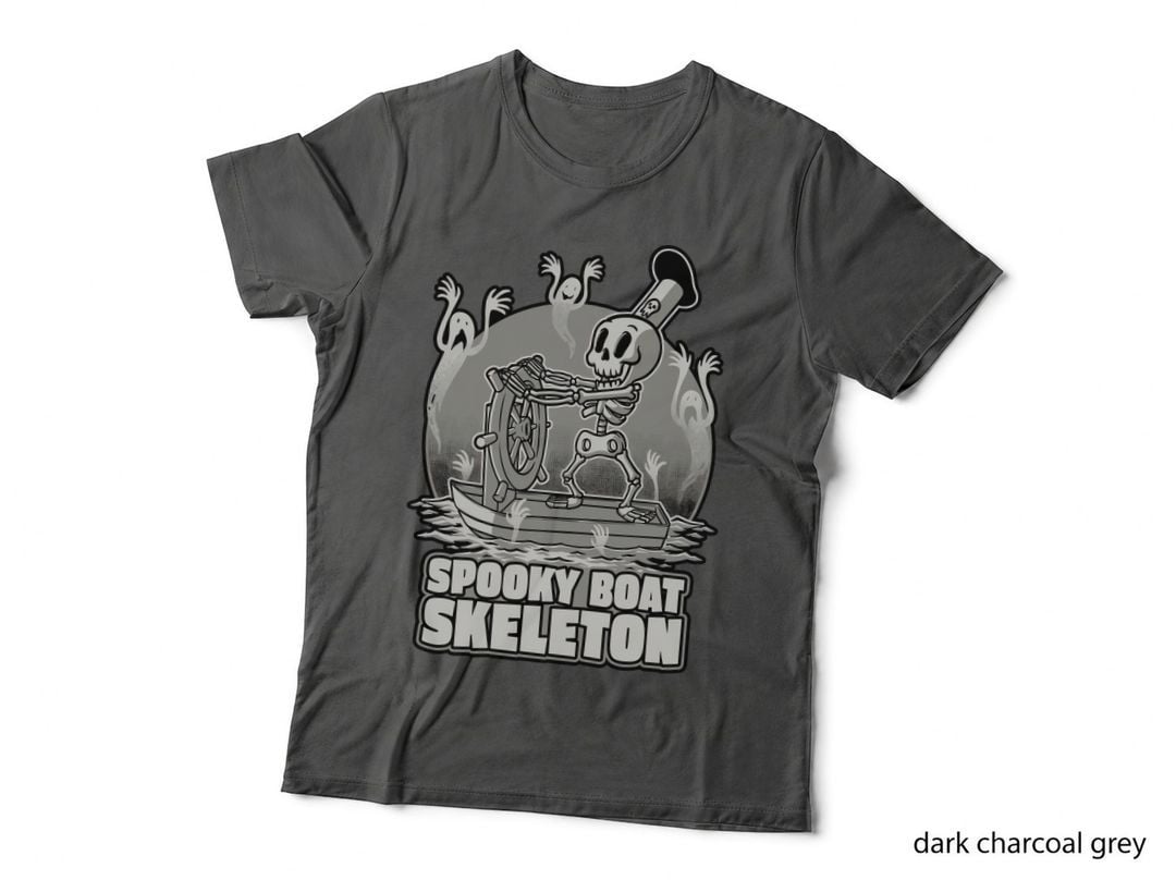 Spooky Boat Skeleton T-Shirt, Halloween Tee, Gift for Horror Fans