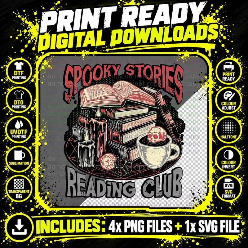 Spooky Stories T-Shirt, Gothic Horror Tee Png SVG Digital Bundle