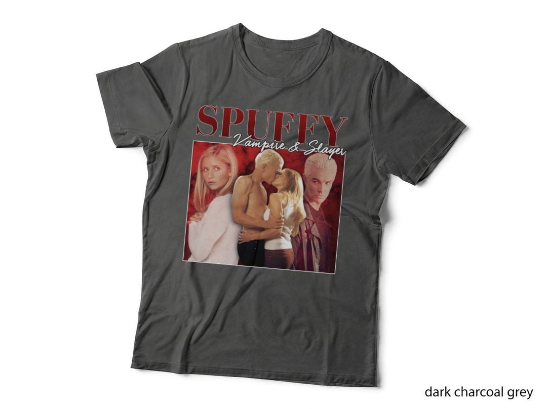 Spuffy Vampire and Slayer, Retro Photo Collage, Gothic Fan Art T-Shirt