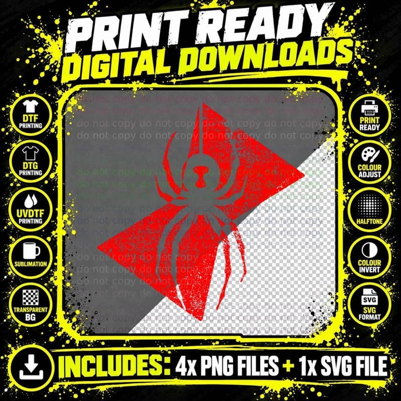 Spy Heroine Spider T-Shirt, Retro Horror Design Png SVG Digital Bundle