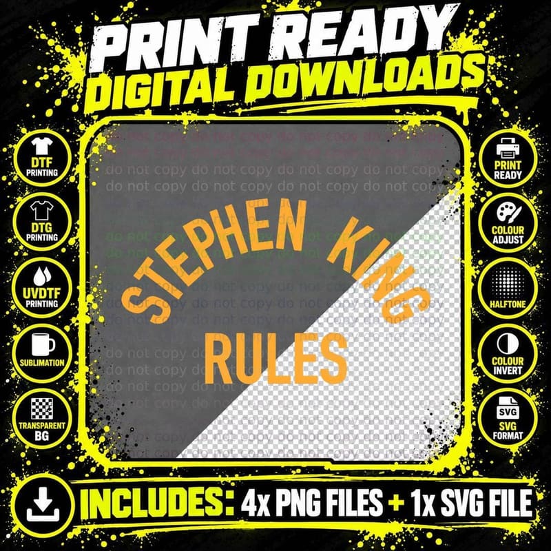Stephen King Rules T-Shirt, Horror Fiction Png SVG Digital Bundle