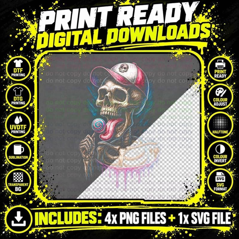 Sugar Skull Lollipop T-Shirt, Halloween Costume Png SVG Digital Bundle