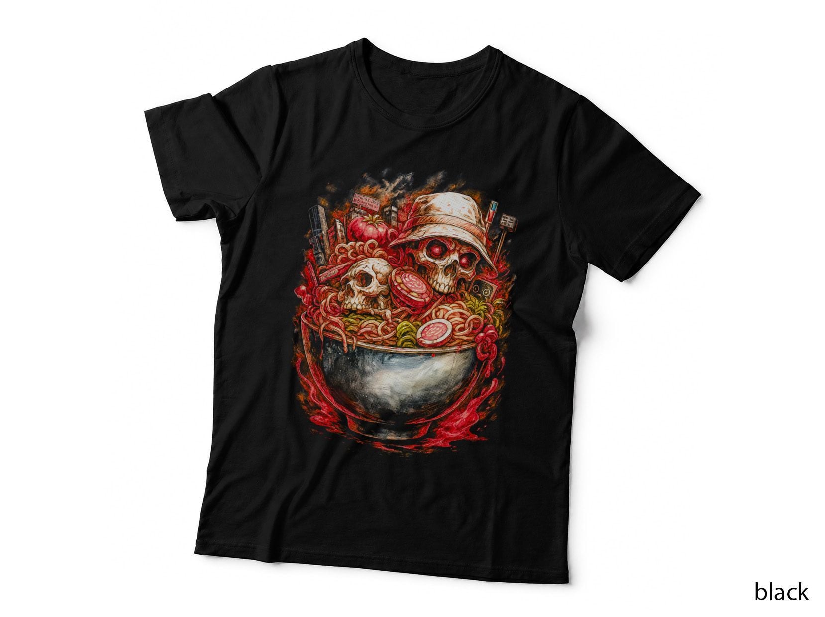 Sugar Skull Noodle Apocalipse T-Shirt, Halloween Costume, Gothic Apparel