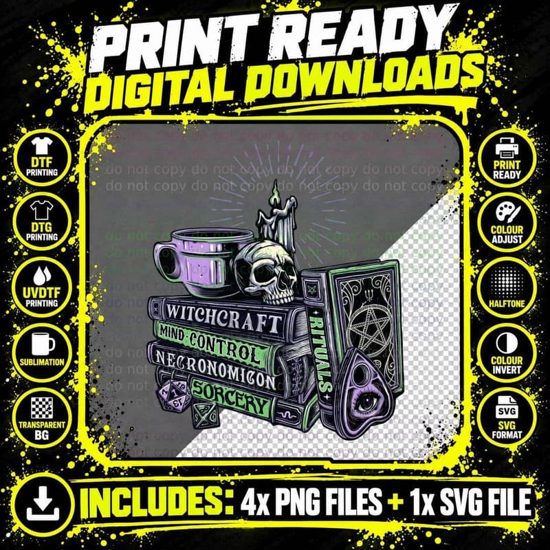 Take a Look It's in a Book, Horror Book, Skull Png SVG Digital Bundle
