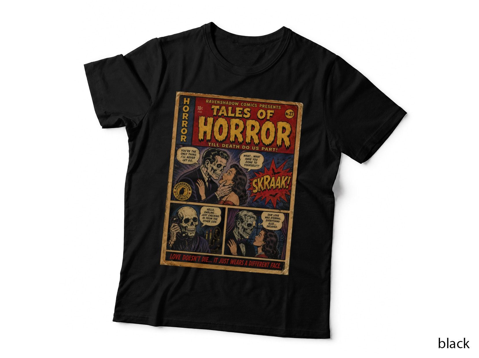 Tales of Horror Till Death Do Us Part T-Shirt Retro Comic Book Gothic Gift Tee