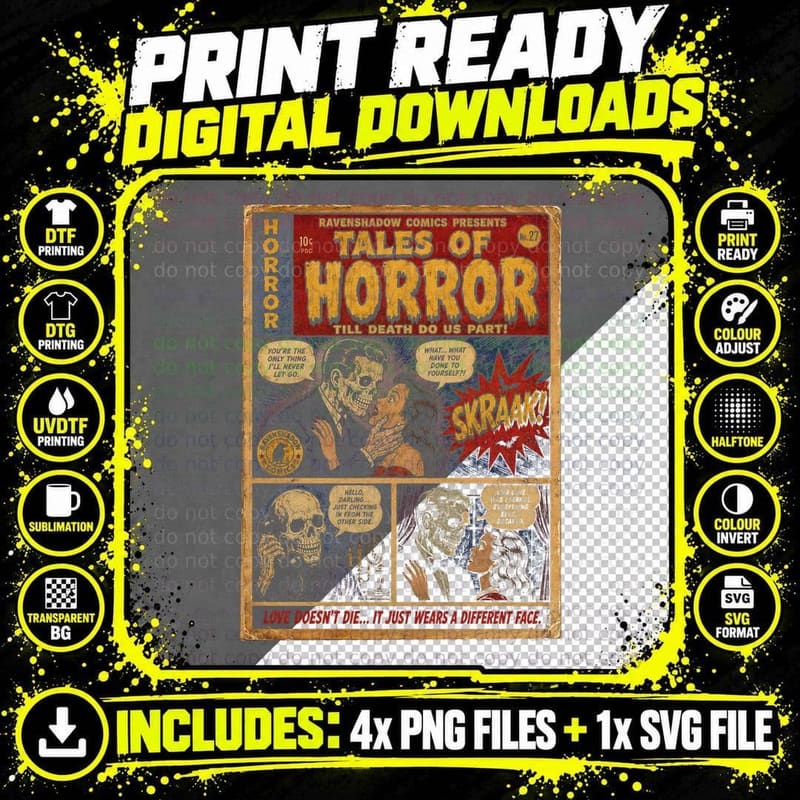 Tales of Horror Till Death Do Us Part T-Shirt Retro Png SVG Digital Bundle