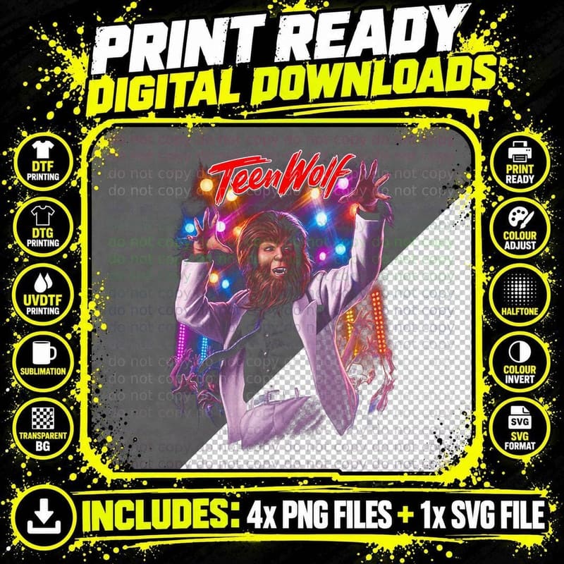 Teen Wolf T-Shirt, Retro 80s Horror Png SVG Digital Bundle
