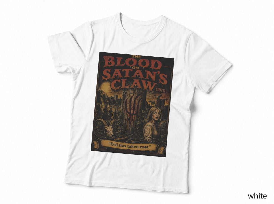 The Blood on Satan's Claw 1971 Folk Horror Vintage Retro Dark Halftone T-Shirt