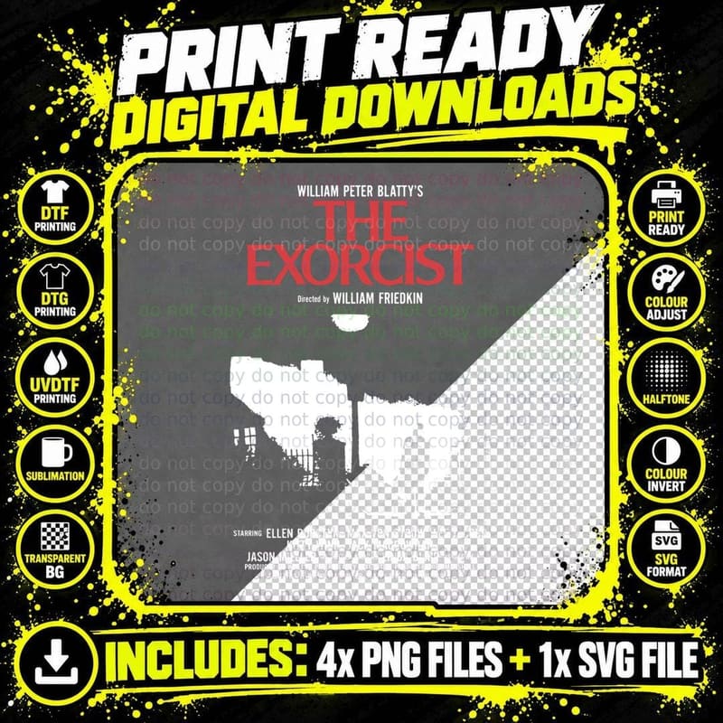 The Exorcist T-Shirt, Horror Movie Classic, Cult Film Fan Png SVG Digital Bundle