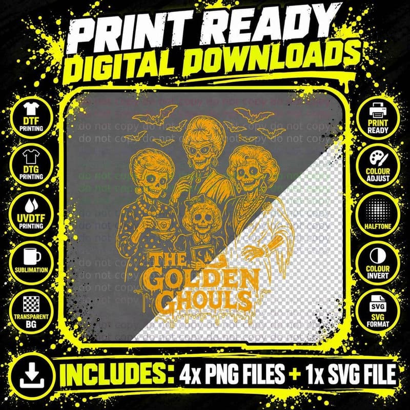 The Golden Ghouls T-Shirt Funny Halloween Retro Sitcom Png SVG Digital Bundle