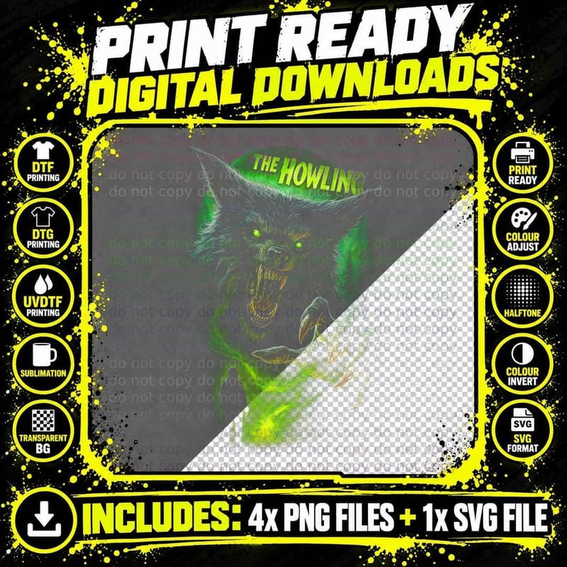 The Howling Werewolf T-Shirt, Horror Apparel Png SVG Digital Bundle
