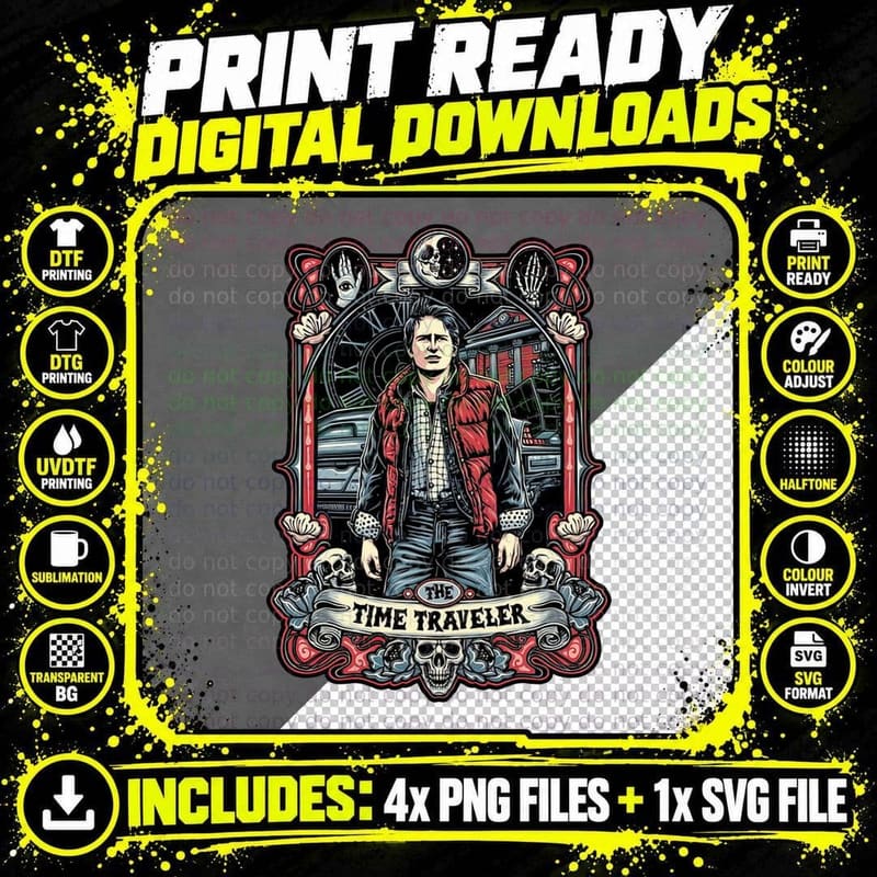 The Time Traveler T-Shirt, Sci-Fi Horror Tee Png SVG Digital Bundle