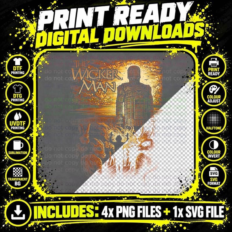 The Wicker Man T-Shirt, Horror Cult Classic Png SVG Digital Bundle